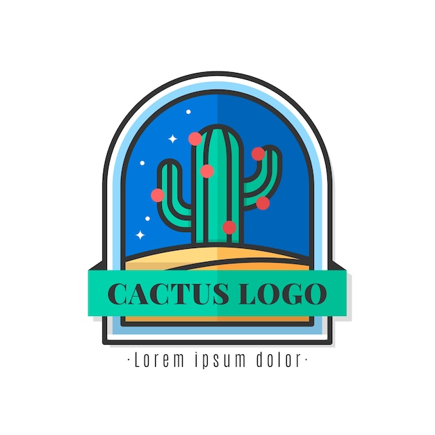 Beau modèle de logo de cactus