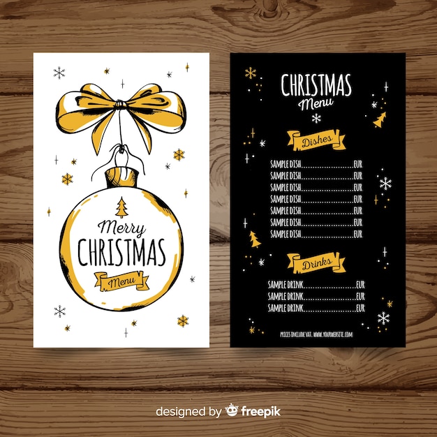 Beau Modèle De Menu De Noël Aquarelle