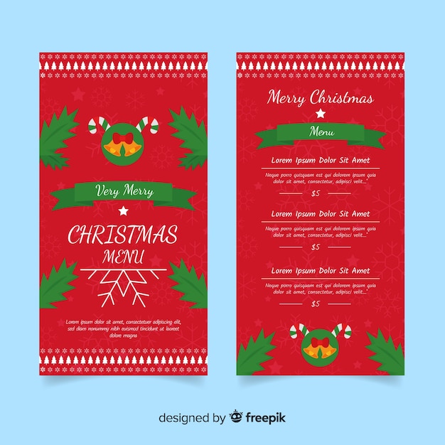 Beau Modèle De Menu De Noël Avec Design Plat