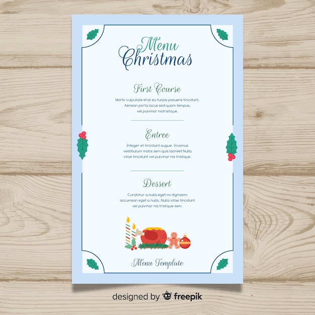 Beau Modèle De Menu De Noël