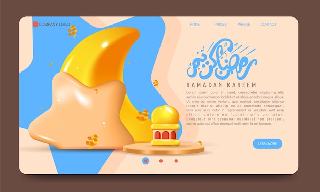 Beau Modèle De Page De Destination Du Ramadan