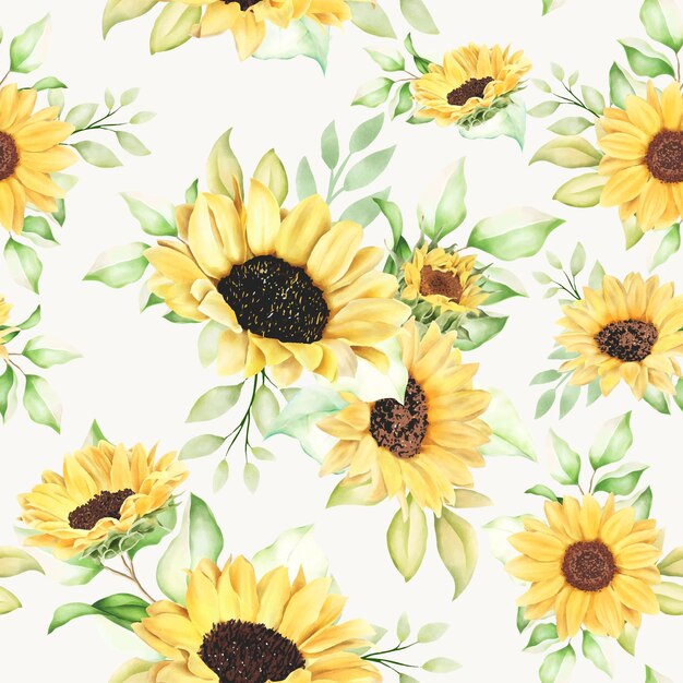 beau modèle sans couture de tournesol aquarelle