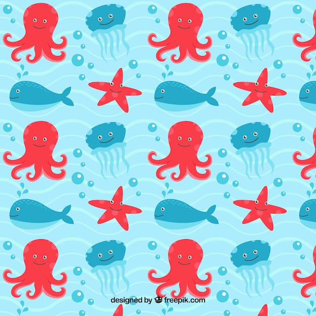 Beau Motif De Créatures Marines