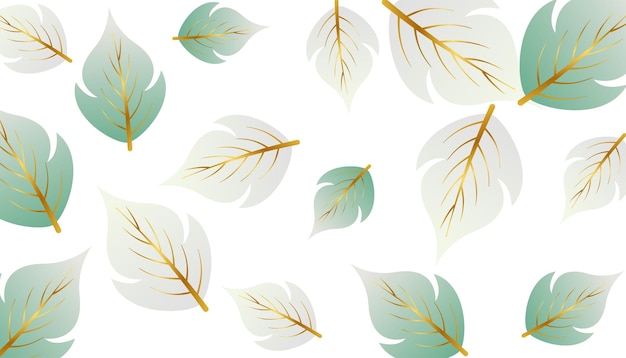 Vecteur gratuit beau motif de feuilles douces avec effet doré