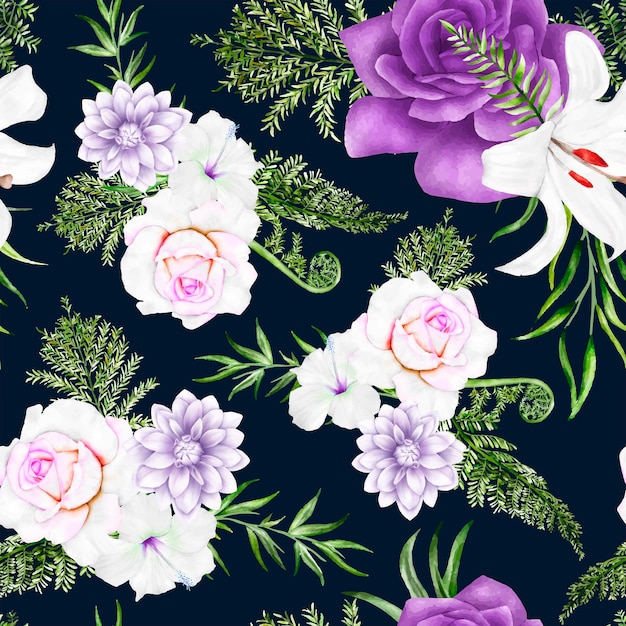 beau motif floral violet sans couture