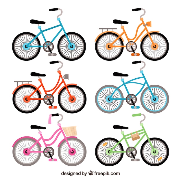 Vecteur gratuit beau pack de vélos colorés