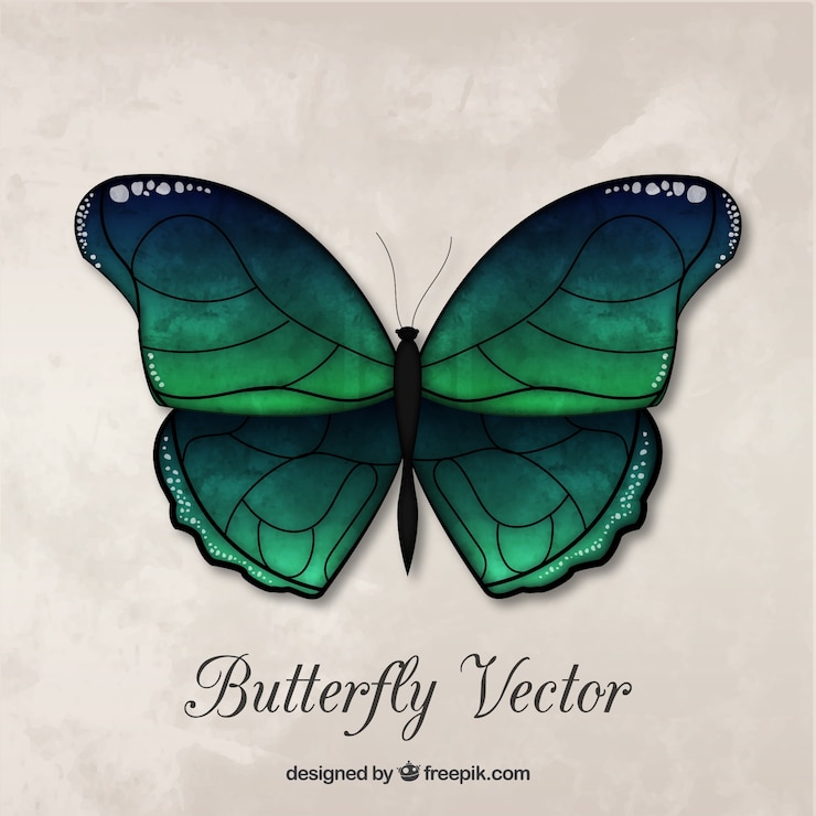 Vecteur gratuit beau papillon vert décoratif