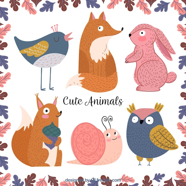 Beau Paquet D'animaux Mignons