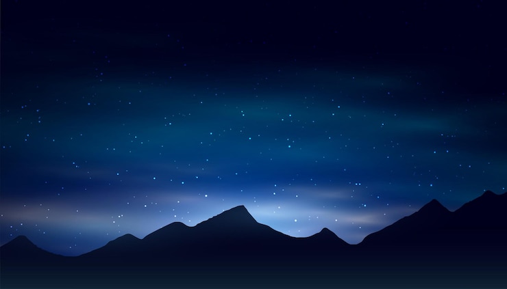 Vecteur gratuit beauté époustouflante drapeau du ciel nocturne avec montagne et étoile