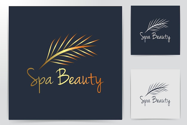 Vecteur gratuit beauté spa de luxe, logo de feuilles de palmier idées. création de logo d'inspiration. illustration vectorielle de modèle. isolé sur fond blanc