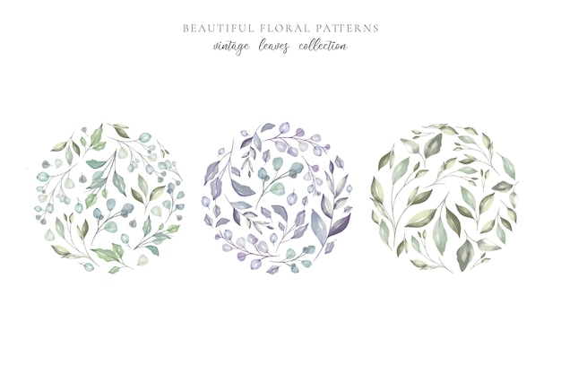 Beaux motifs floraux avec des feuilles d&#39;aquarelle