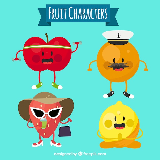 Vecteur gratuit de beaux personnages de fruits