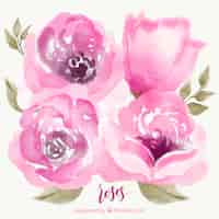 Vecteur gratuit beaux roses d'aquarelle