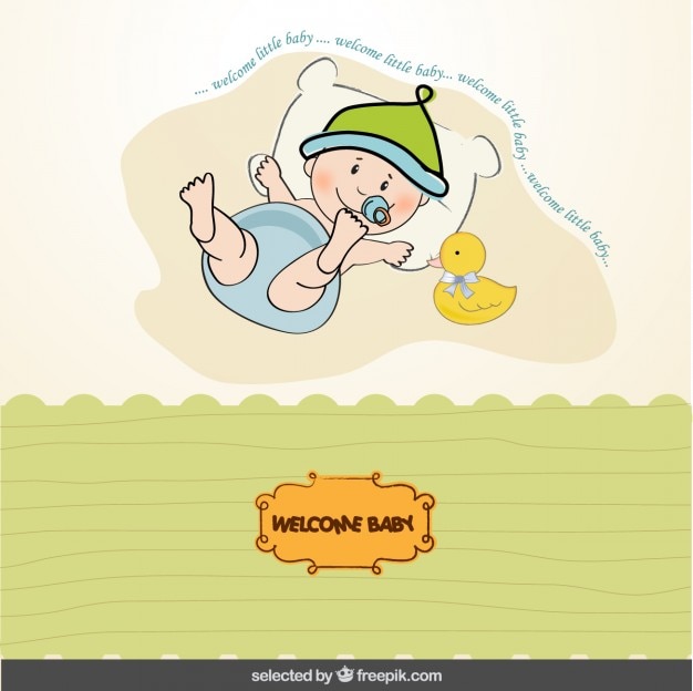 Vecteur gratuit bébé carte de douche avec bébé et canard