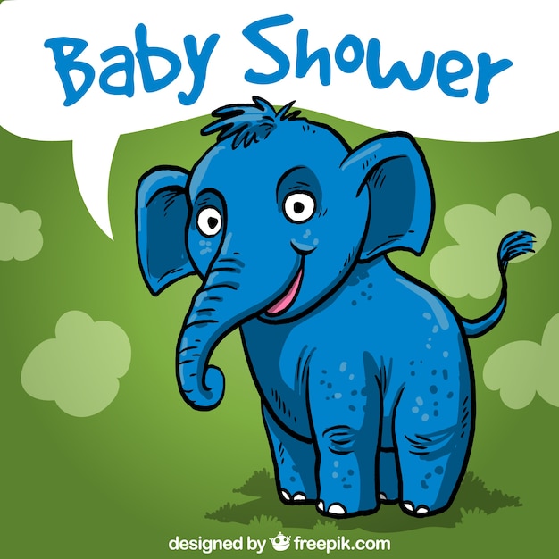 Bébé Carte De Douche Avec Un éléphant Dessiné à La Main