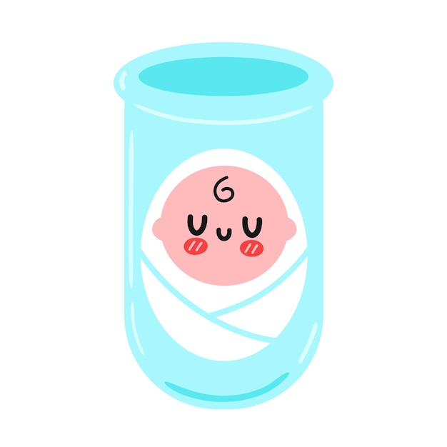 Bebe Nouveau Ne Heureux Mignon Dans Le Tube A Essai Icone D Illustration De Personnage Kawaii