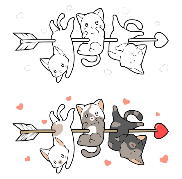 Les Bebes Chats Sont Perces D Une Fleche De Coloriage De Dessin Anime D Amour Vecteur Premium Les Bebes Chats Sont Perces D Une Fleche De Coloriage De Dessin Anime D Amour Vecteur Premium