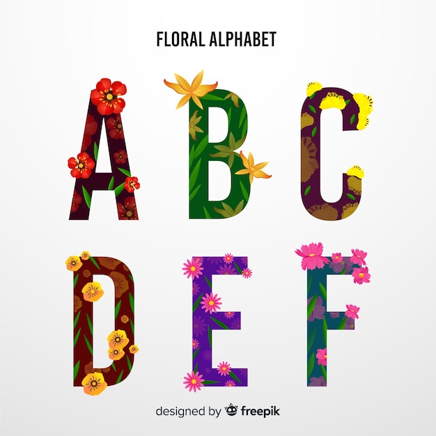 Bel Alphabet Avec Des Fleurs