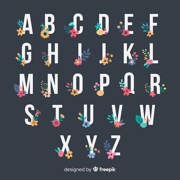 Bel Alphabet Avec Des Fleurs