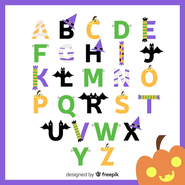 Vecteur gratuit bel alphabet halloween