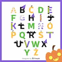 Vecteur gratuit bel alphabet halloween