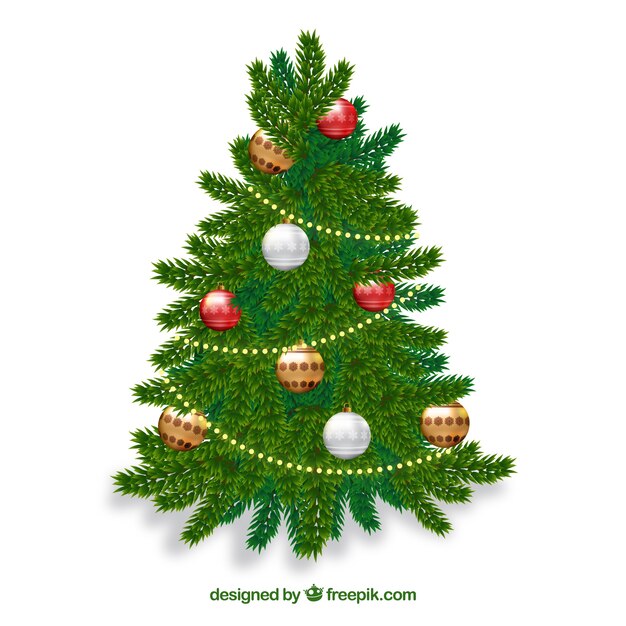 Bel arbre de Noël décoré de boules