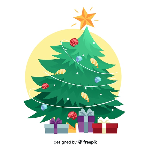 Vecteur gratuit bel arbre de noël avec un design plat