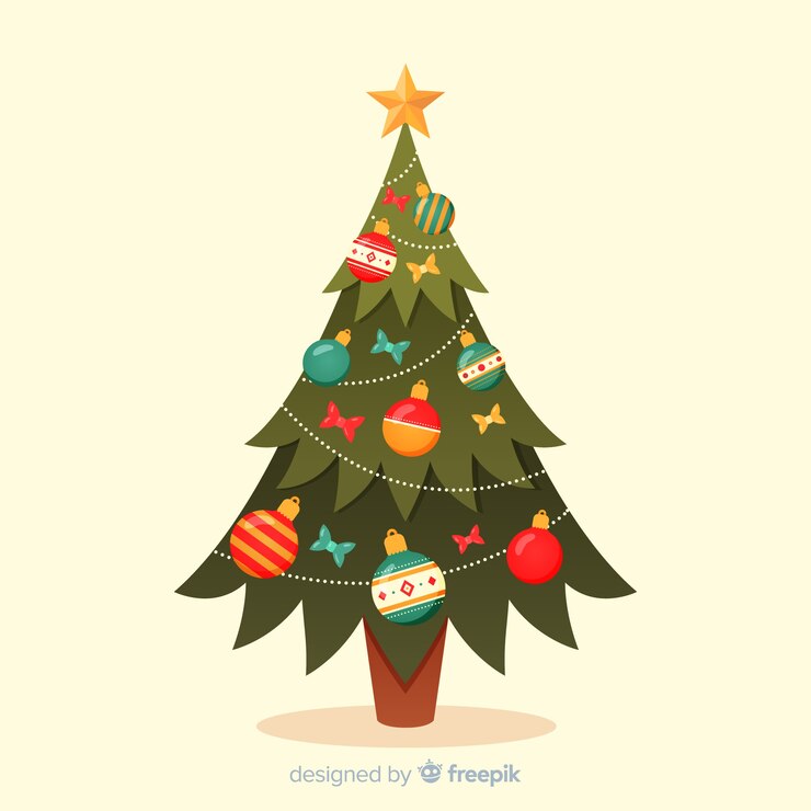 Vecteur gratuit bel arbre de noël avec un design plat