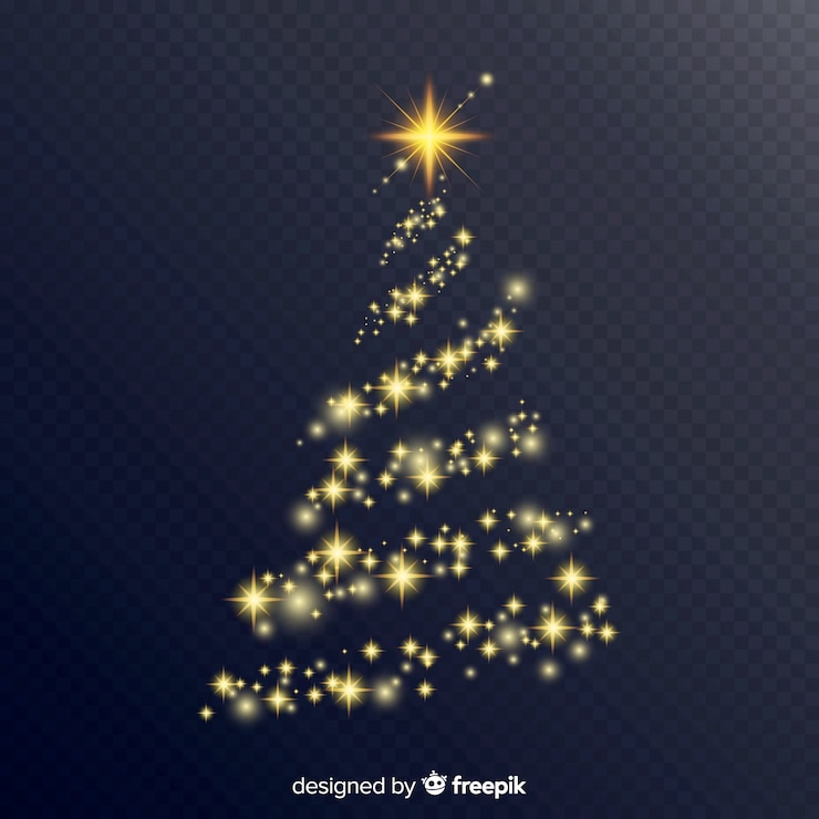 Vecteur gratuit bel arbre de noël avec des lumières élégantes