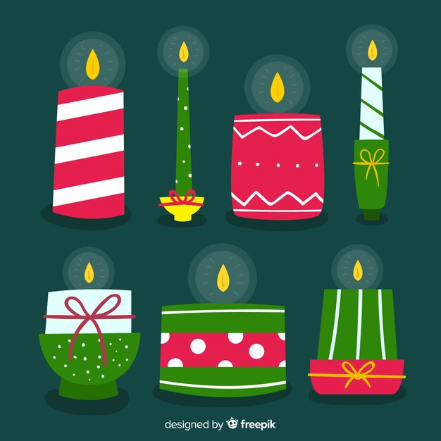 Bel ensemble de bougies de Noël dessinés à la main