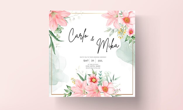 bel ensemble de cartes d'invitation de mariage floral aquarelle