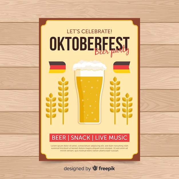 Belle Affiche De Fête Oktoberfest Au Design Plat