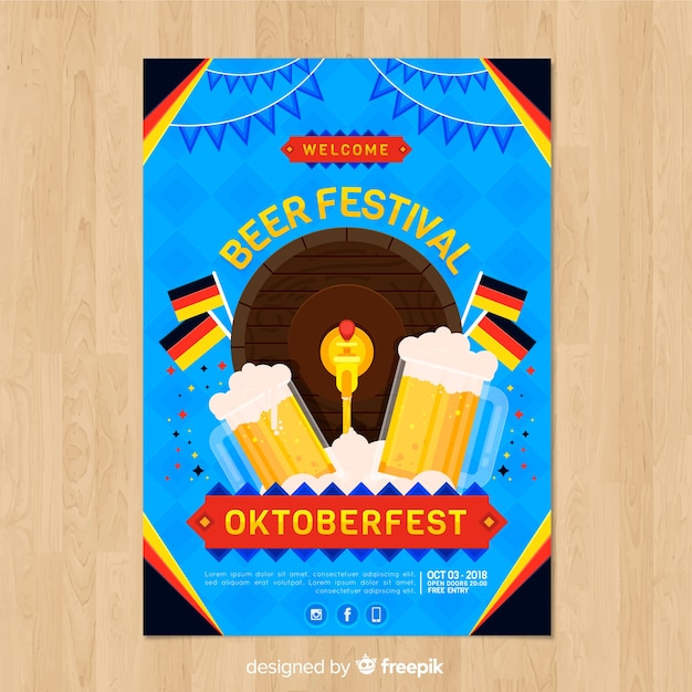 Belle Affiche De Fête Oktoberfest Au Design Plat