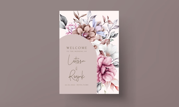 Vecteur gratuit belle arrangement floral carte d'invitation au mariage