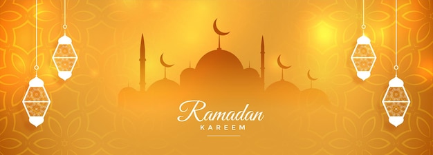 Vecteur gratuit belle bannière de célébration du mois de ramadan kareem