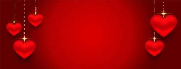 Belle bannière rouge coeurs 3d avec espace de texte