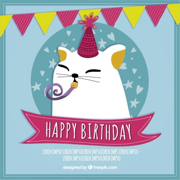 Belle Carte D'anniversaire De Chat