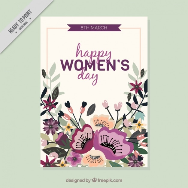 Belle carte avec des fleurs plates pour la journée des femmes