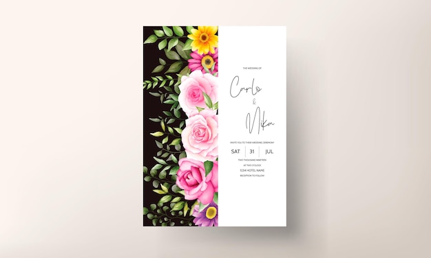 belle carte d'invitation de mariage aquarelle fleur épanouie