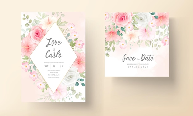 Belle carte d'invitation de mariage design floral