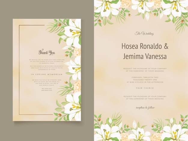 Belle carte d'invitation de mariage avec fleur de lys