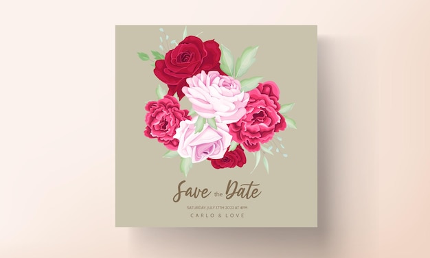Belle Carte D'invitation De Mariage De Fleur De Rose Et De Pivoine En Fleurs