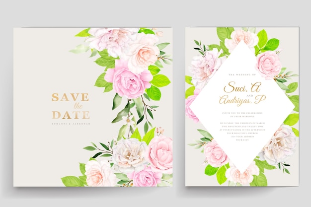 Vecteur gratuit belle carte d'invitation de mariage floral avec un design coloré