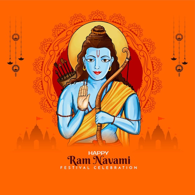 Vecteur gratuit une belle carte de vœux pour le festival culturel indien du bonheur de ram navami