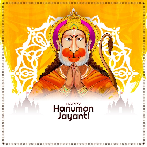 Vecteur gratuit une belle carte de vœux pour le festival hindou de hanuman jayanti