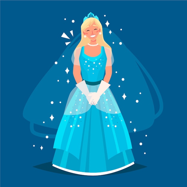 Belle Cendrillon Avec Robe Bleue