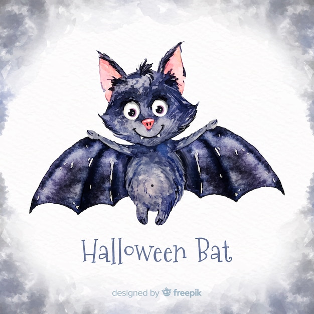 Vecteur gratuit belle chauve-souris halloween aquarelle