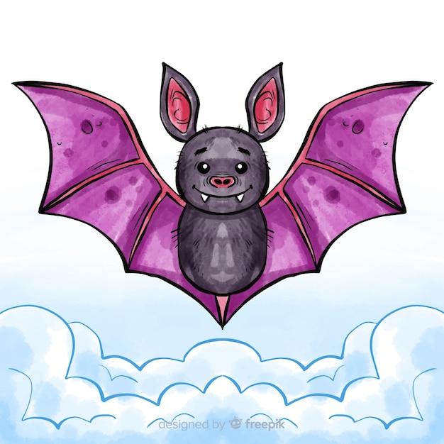 Vecteur gratuit belle chauve-souris halloween aquarelle