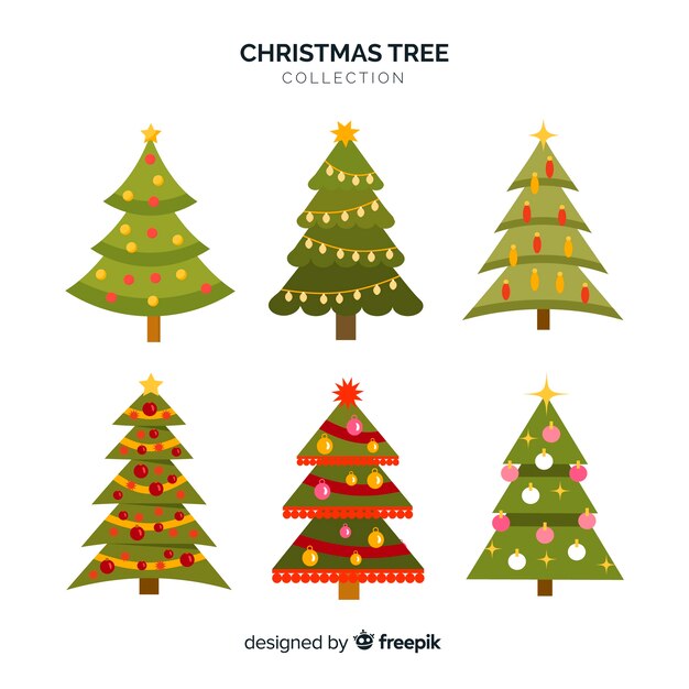 Belle collection d&#39;arbres de Noël avec design plat
