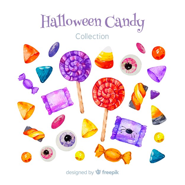 Belle collection de bonbons halloween aquarelle